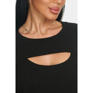 Лонгслив женский "Мия" лапша (р-ры: 50-68) черный