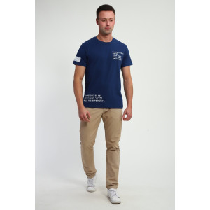 Футболка мужская №052 кулирка с лайкрой (р-ры: 48-60) индиго