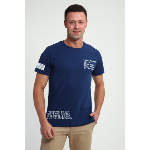 Футболка мужская №052 кулирка с лайкрой (р-ры: 48-60) индиго