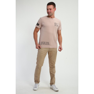 Футболка мужская №052 кулирка с лайкрой (р-ры: 48-60) бежевый