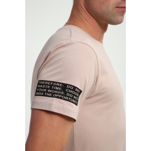 Футболка мужская №052 кулирка с лайкрой (р-ры: 48-60) бежевый