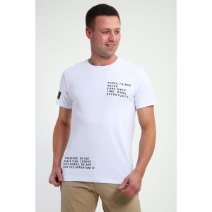 Футболка мужская №052 кулирка с лайкрой (р-ры: 48-60) белый