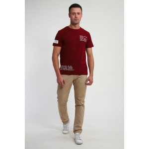 Футболка мужская №052 кулирка с лайкрой (р-ры: 48-60) бордовый