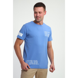 Футболка мужская №052 кулирка с лайкрой (р-ры: 48-60) голубой