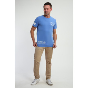 Футболка мужская №052 кулирка с лайкрой (р-ры: 48-60) голубой