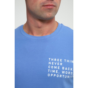 Футболка мужская №052 кулирка с лайкрой (р-ры: 48-60) голубой