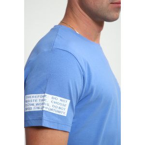 Футболка мужская №052 кулирка с лайкрой (р-ры: 48-60) голубой