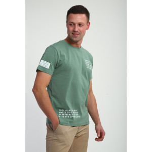 Футболка мужская №052 кулирка с лайкрой (р-ры: 48-60) оливковый