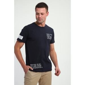 Футболка мужская №052 кулирка с лайкрой (р-ры: 48-60) темно-синий