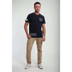 Футболка мужская №052 кулирка с лайкрой (р-ры: 48-60) темно-синий