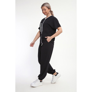 Костюм двойка женский №85038 кулирка с лайкрой пенье (р-ры: 46-60) черный