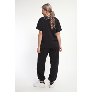 Костюм двойка женский №85038 кулирка с лайкрой пенье (р-ры: 46-60) черный