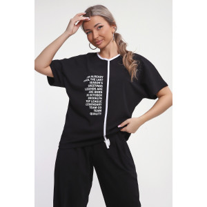 Костюм двойка женский №85038 кулирка с лайкрой пенье (р-ры: 46-60) черный