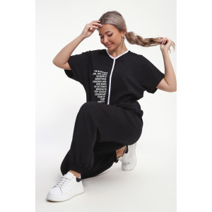 Костюм двойка женский №85038 кулирка с лайкрой пенье (р-ры: 46-60) черный