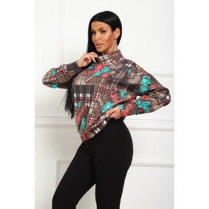 Джемпер женский №20689 снег (р-ры: 46-56) коричневый