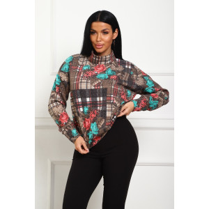 Джемпер женский №20689 снег (р-ры: 46-56) коричневый