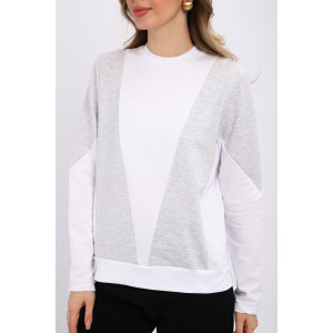 Свитшот женский "Jjovi" футер 2-х нитка (р-ры: 44-56) белый-серый