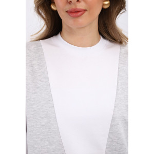 Свитшот женский "Jjovi" футер 2-х нитка (р-ры: 44-56) белый-серый