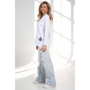 Лонгслив женский "Life" футер 2-х нитка (р-ры: 46-64) белый