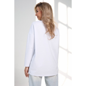 Лонгслив женский "Life" футер 2-х нитка (р-ры: 46-64) белый