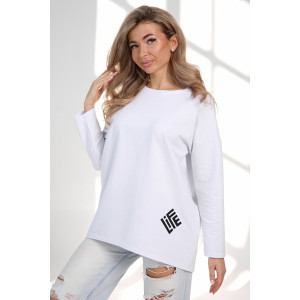 Лонгслив женский "Life" футер 2-х нитка (р-ры: 46-64) белый