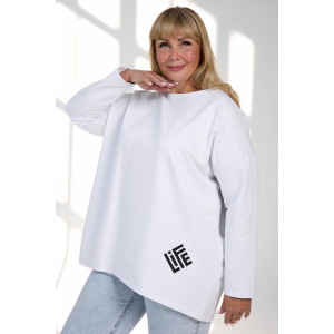 Лонгслив женский "Life" футер 2-х нитка (р-ры: 46-64) белый