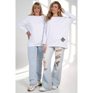 Лонгслив женский "Life" футер 2-х нитка (р-ры: 46-64) белый