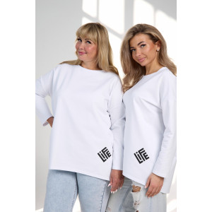 Лонгслив женский "Life" футер 2-х нитка (р-ры: 46-64) белый