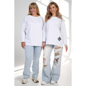 Лонгслив женский "Life" футер 2-х нитка (р-ры: 46-64) белый