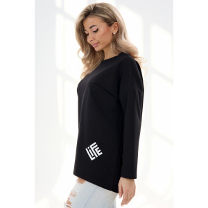 Лонгслив женский "Life" футер 2-х нитка (р-ры: 46-64) черный