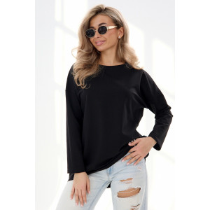 Лонгслив женский "Life" футер 2-х нитка (р-ры: 46-64) черный