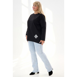 Лонгслив женский "Life" футер 2-х нитка (р-ры: 46-64) черный