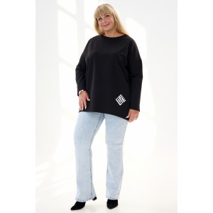 Лонгслив женский "Life" футер 2-х нитка (р-ры: 46-64) черный