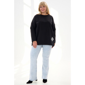 Лонгслив женский "Life" футер 2-х нитка (р-ры: 46-64) черный