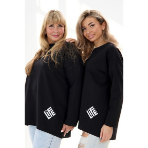 Лонгслив женский "Life" футер 2-х нитка (р-ры: 46-64) черный