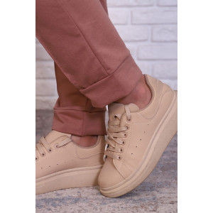 Костюм двойка женский №17571 футер с лайкрой 2-х нитка (р-ры: 46-54) песочный