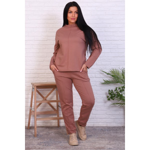Костюм двойка женский №17571 футер с лайкрой 2-х нитка (р-ры: 46-54) песочный