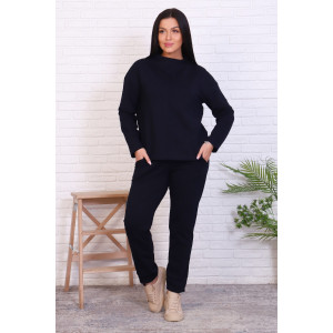 Костюм двойка женский №17571 футер с лайкрой 2-х нитка (р-ры: 46-54) темно-синий