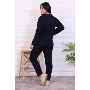 Костюм двойка женский №17571 футер с лайкрой 2-х нитка (р-ры: 46-54) темно-синий