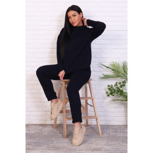 Костюм двойка женский №17571 футер с лайкрой 2-х нитка (р-ры: 46-54) темно-синий