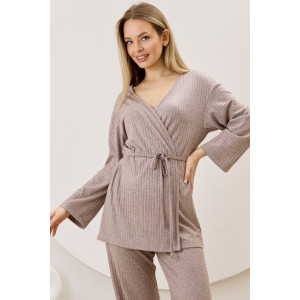 Кардиган-кимоно женский "Эвила-1" фактурный трикотаж (р-ры: 44-54) капучино
