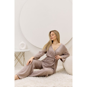 Кардиган-кимоно женский "Эвила-1" фактурный трикотаж (р-ры: 44-54) капучино