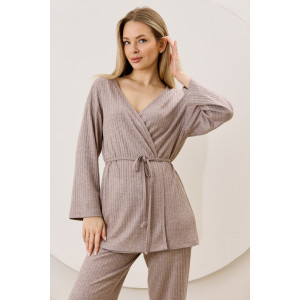 Кардиган-кимоно женский "Эвила-1" фактурный трикотаж (р-ры: 44-54) капучино