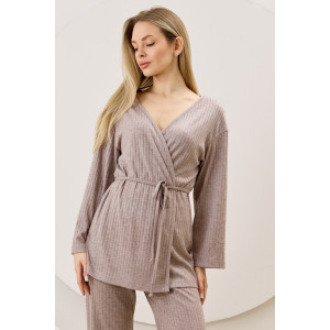 Кардиган-кимоно женский "Эвила-1" фактурный трикотаж (р-ры: 44-54) капучино