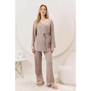 Кардиган-кимоно женский "Эвила-1" фактурный трикотаж (р-ры: 44-54) капучино