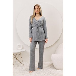 Кардиган-кимоно женский "Эвила-1" фактурный трикотаж (р-ры: 44-54) серый