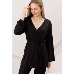 Кардиган-кимоно женский "Эвила-1" фактурный трикотаж (р-ры: 44-54) черный