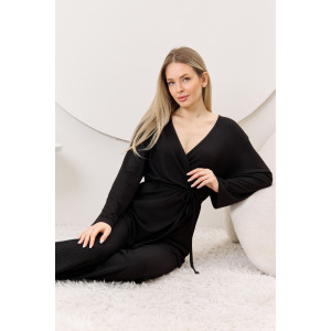 Кардиган-кимоно женский "Эвила-1" фактурный трикотаж (р-ры: 44-54) черный