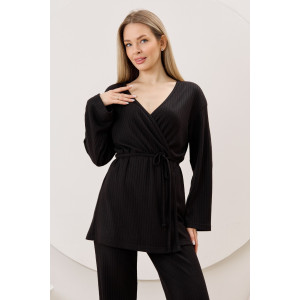 Кардиган-кимоно женский "Эвила-1" фактурный трикотаж (р-ры: 44-54) черный