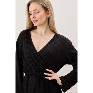 Кардиган-кимоно женский "Эвила-1" фактурный трикотаж (р-ры: 44-54) черный